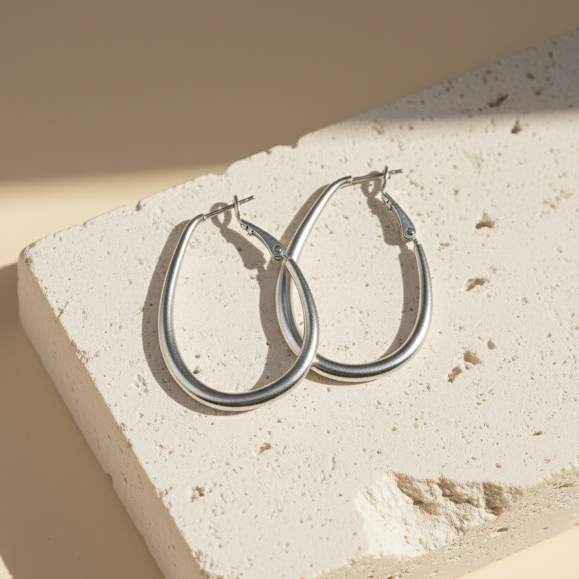 Ohrringe Lunar Oval Silver