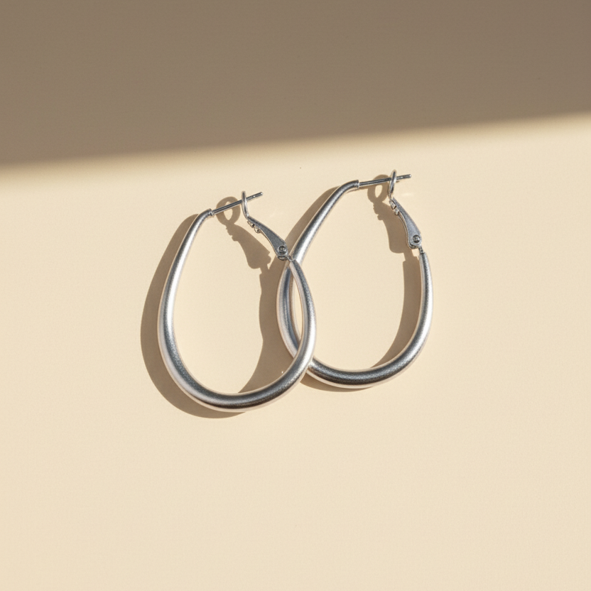 Ohrringe Lunar Oval Silver