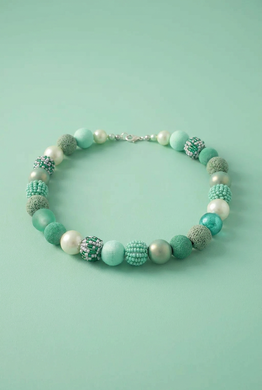 Perlenkette Mint Green