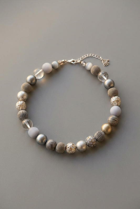 Perlenkette Silver Grey