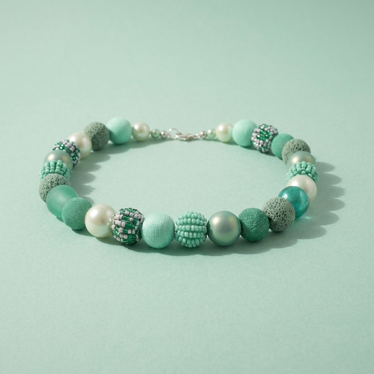 Perlenkette Mint Green