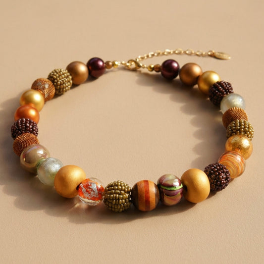 Perlenkette Waldgold